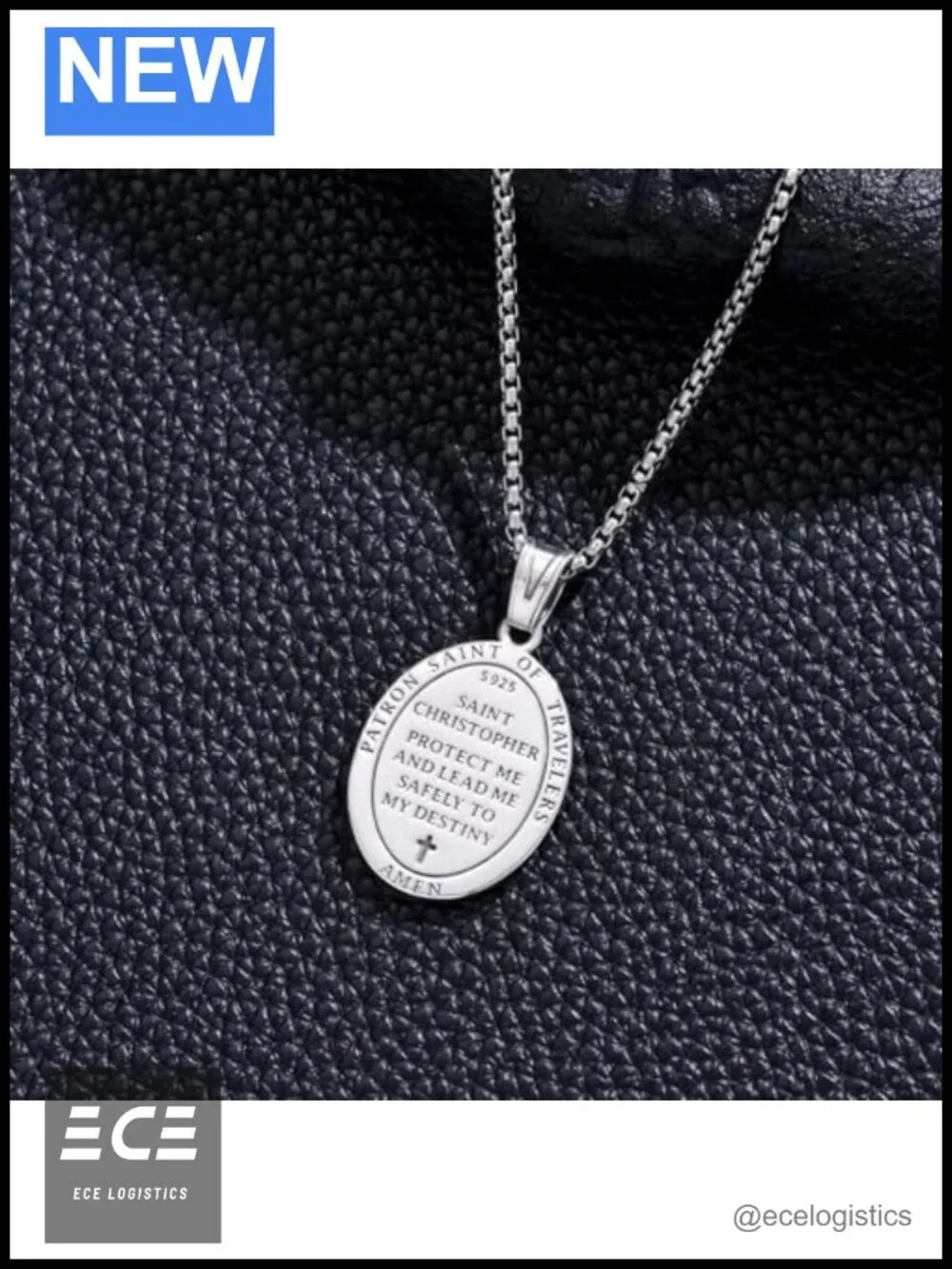 Sterling Silver Saint Christopher Medal Necklace Catholic Pendant 22